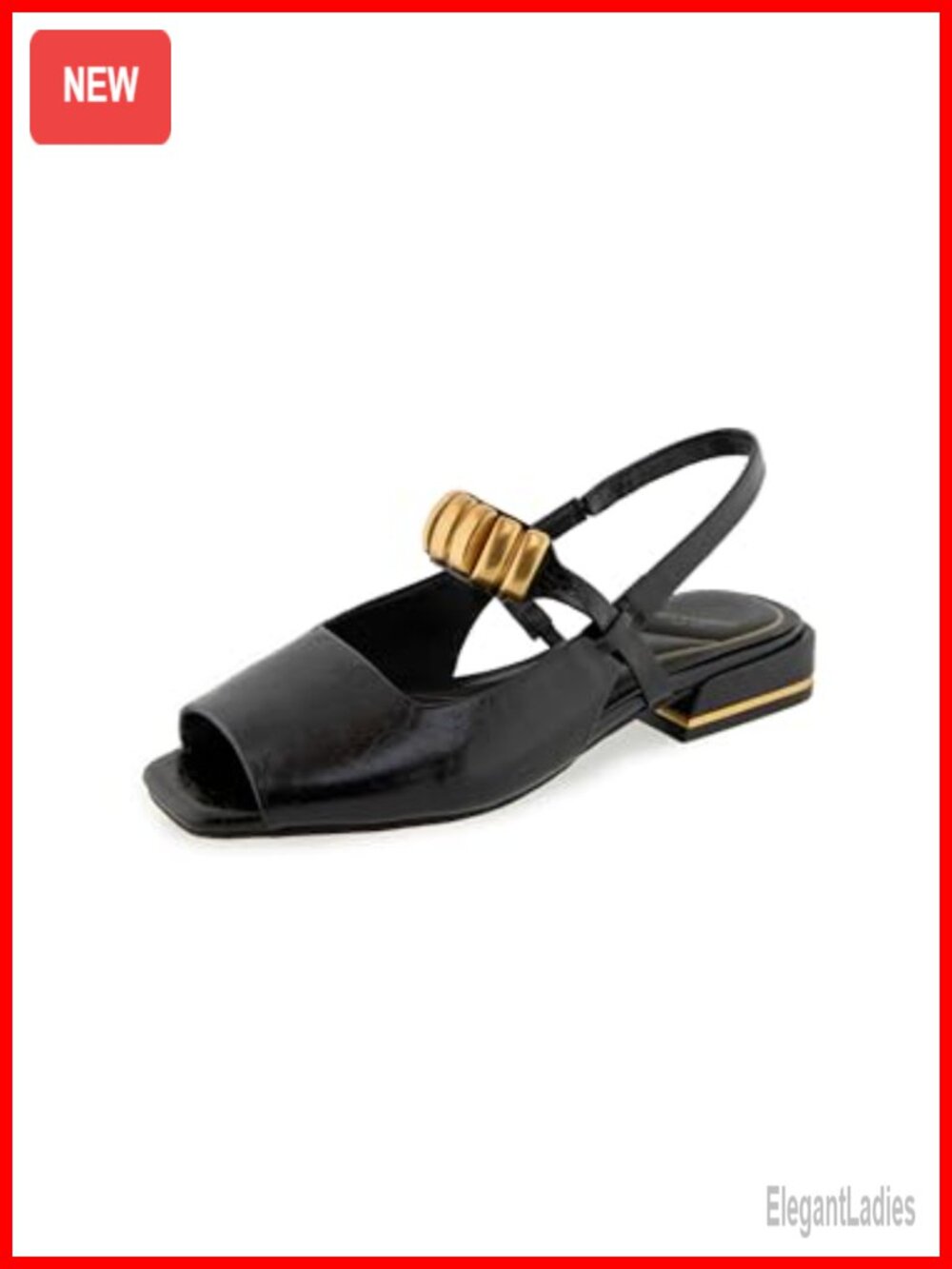 Kenneth Cole Illia Slide Sandals with Gold Hardware - Block Heel